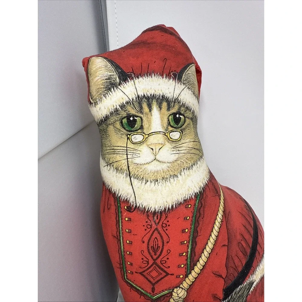 Vintage Christmas Cat Doorstop The Toy Works Santa Paws 15